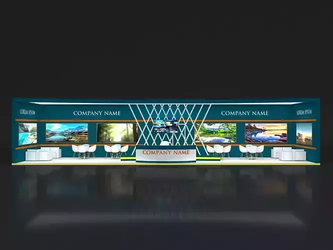 Booth Exhibition Stand Stall 16x4m Height 350 cm 1 Side Open 3D model
