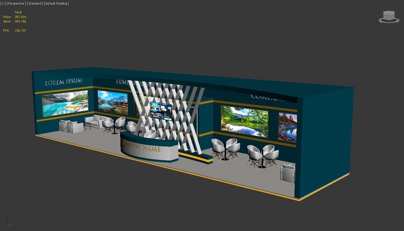 Booth Exhibition Stand Stall 16x4m Height 350 cm 1 Side Open 3D model_8