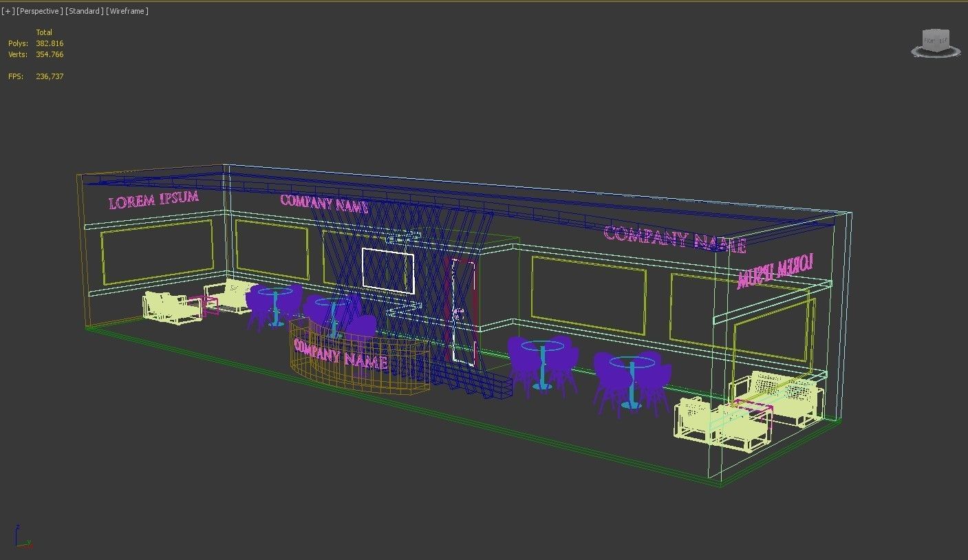 Booth Exhibition Stand Stall 16x4m Height 350 cm 1 Side Open 3D model_9