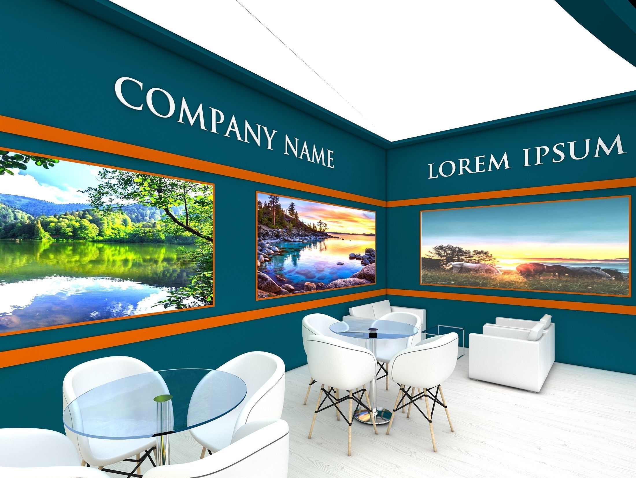 Booth Exhibition Stand Stall 16x4m Height 350 cm 1 Side Open 3D model_4