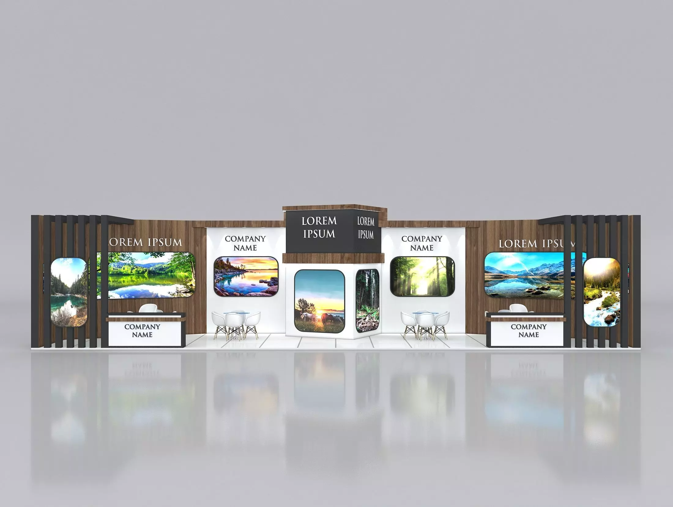 Booth Exhibition Stand Stall 16x4m Height 350 cm 1 Side Open 3D model