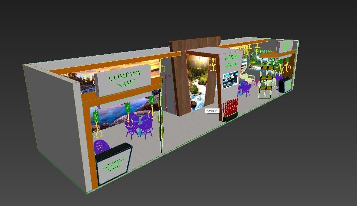 Booth Exhibition Stand Stall 16x4m Height 350 cm 1 Side Open 3D model_7