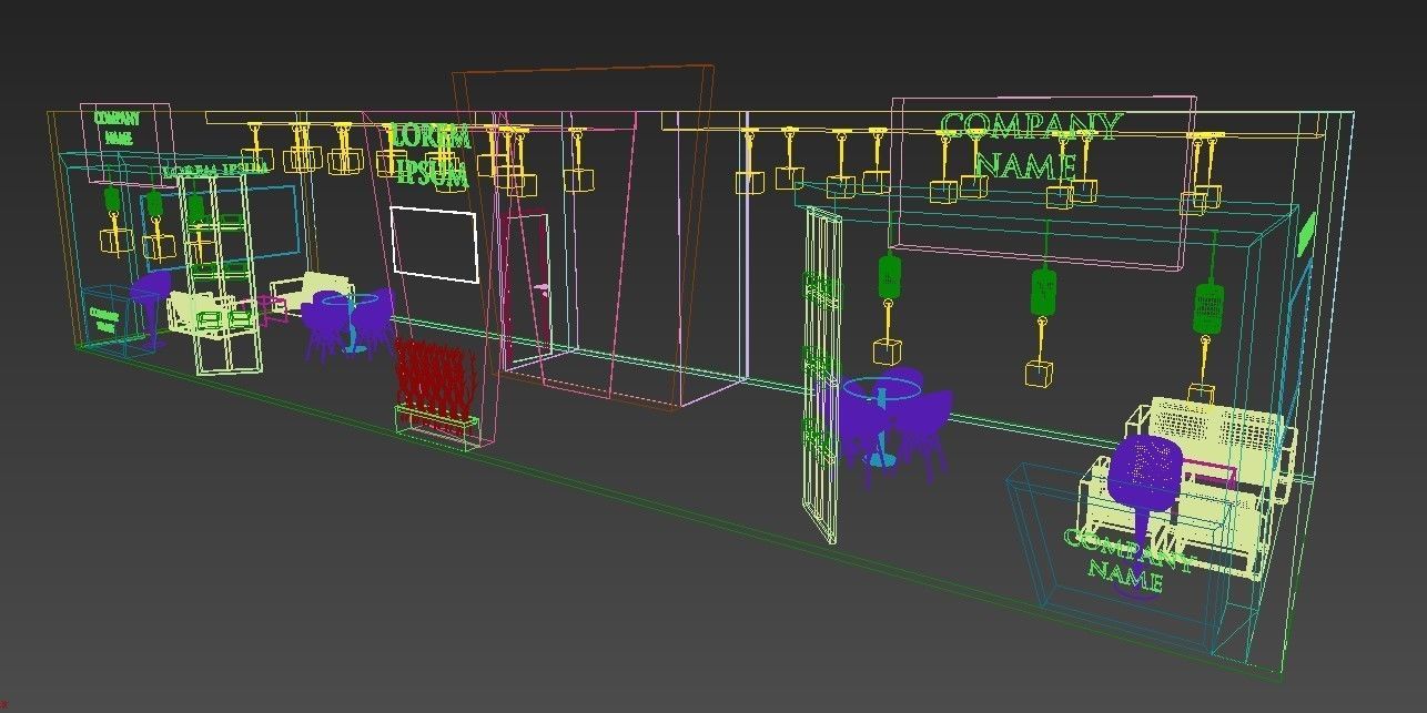 Booth Exhibition Stand Stall 16x4m Height 350 cm 1 Side Open 3D model_6