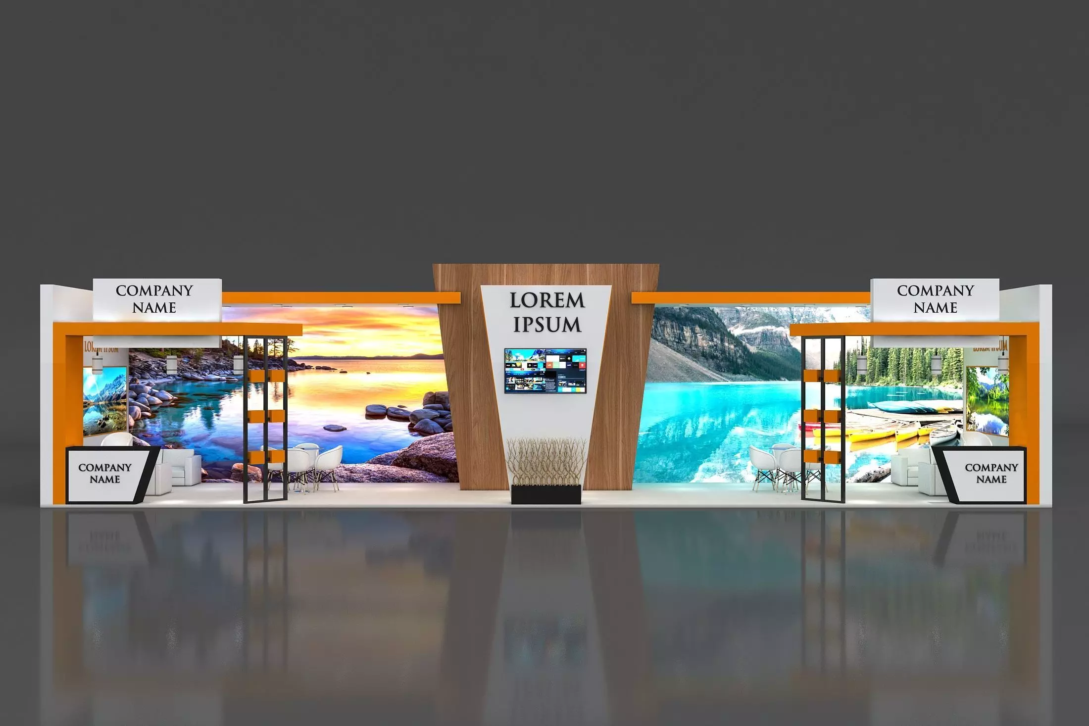 Booth Exhibition Stand Stall 16x4m Height 350 cm 1 Side Open 3D model_0