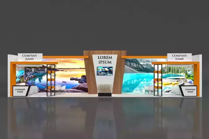 Booth Exhibition Stand Stall 16x4m Height 350 cm 1 Side Open