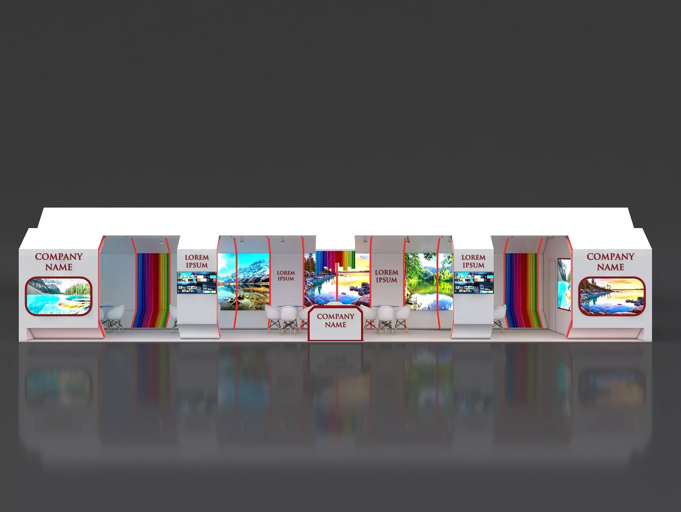 Booth Exhibition Stand Stall 16x4m Height 350 cm 1 Side Open 3D model