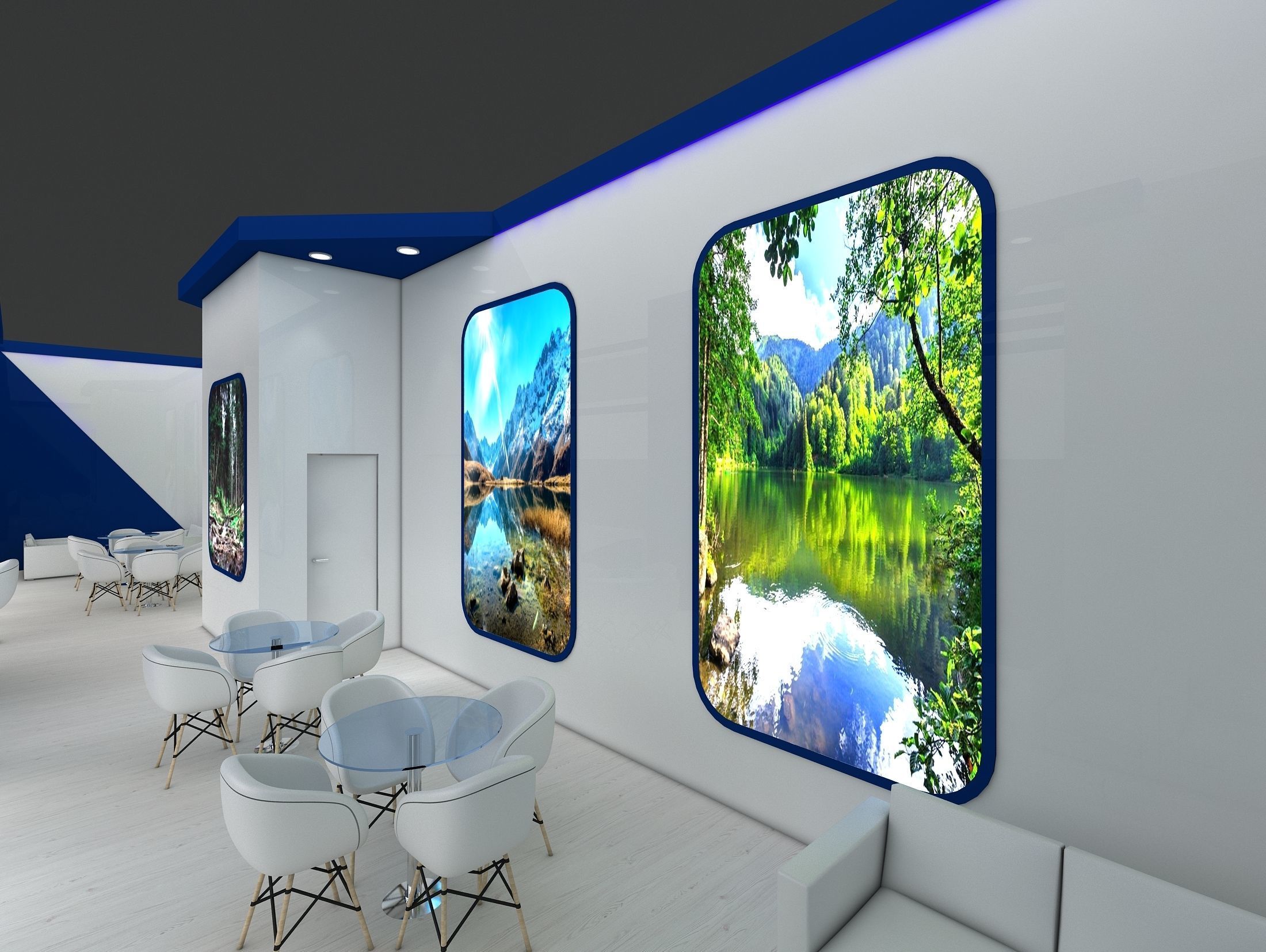 Booth Exhibition Stand Stall 16x4m Height 400 cm 1 Side Open 3D model_3