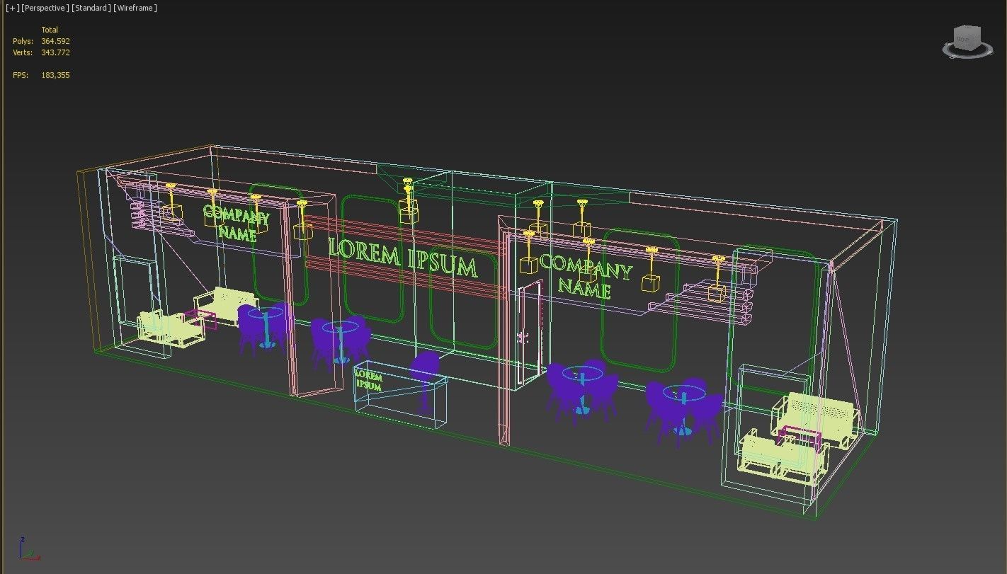 Booth Exhibition Stand Stall 16x4m Height 400 cm 1 Side Open 3D model_6