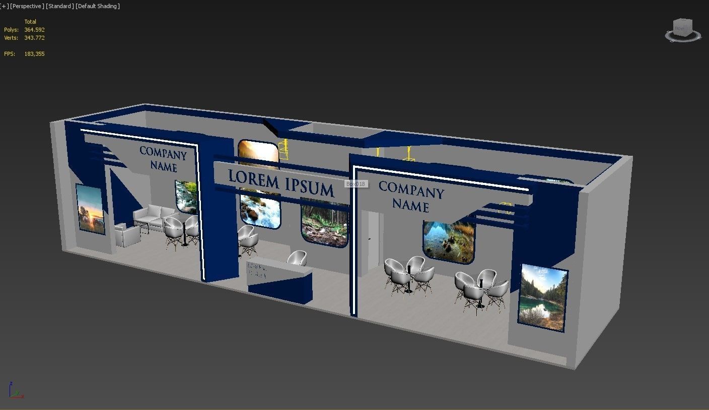 Booth Exhibition Stand Stall 16x4m Height 400 cm 1 Side Open 3D model_5