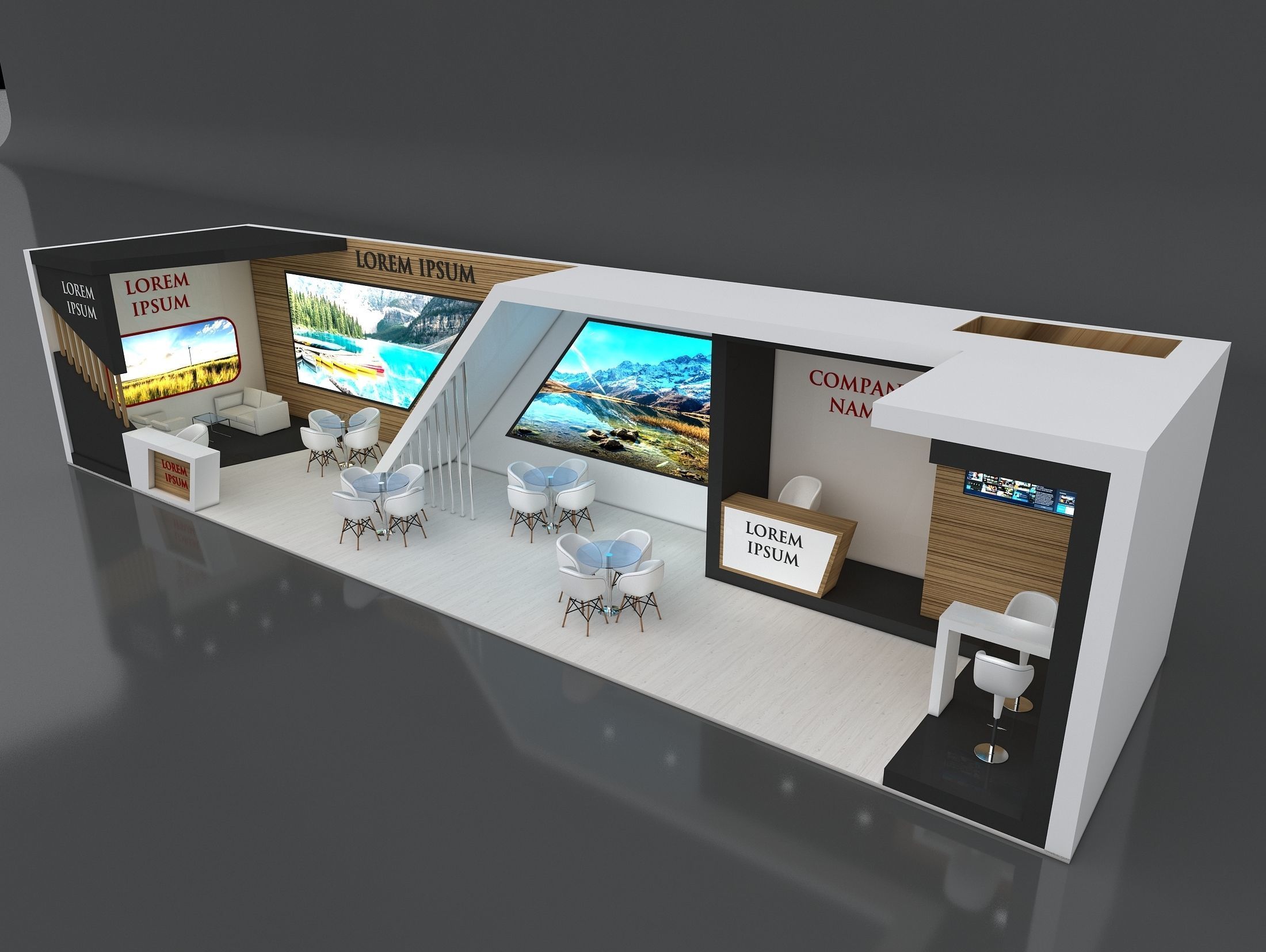 Booth Exhibition Stand Stall 16x4m Height 350 cm 1 Side Open 3D model_4