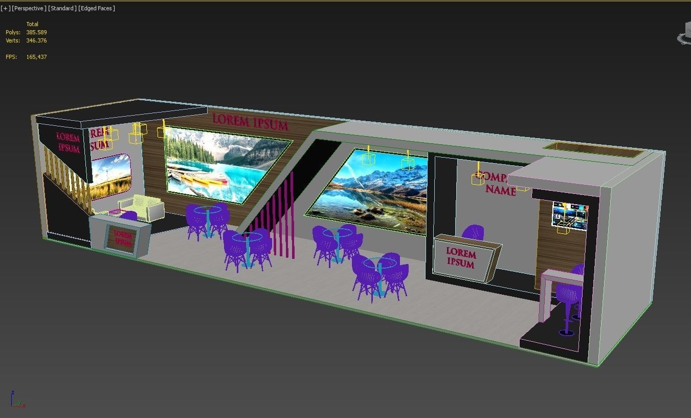 Booth Exhibition Stand Stall 16x4m Height 350 cm 1 Side Open 3D model_8