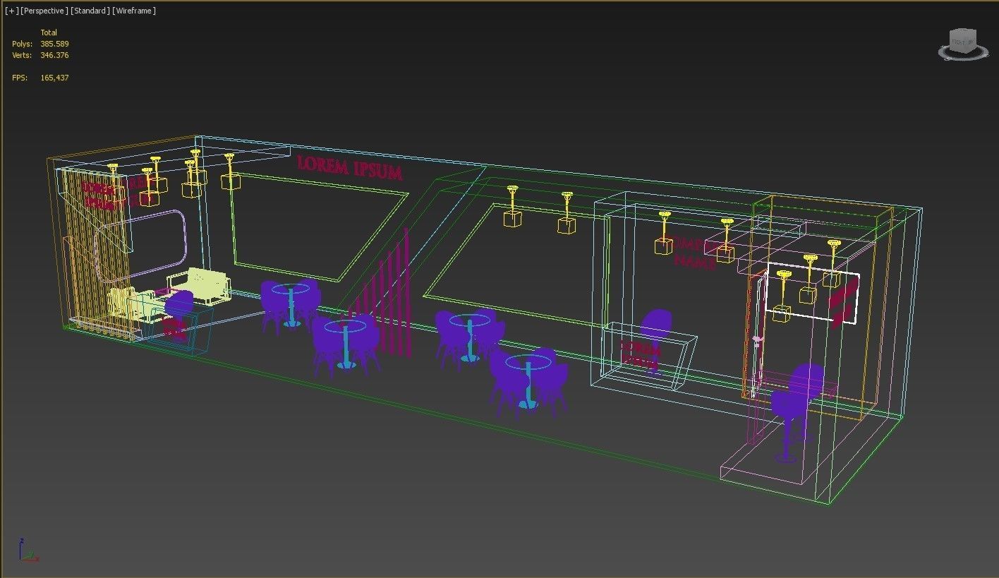Booth Exhibition Stand Stall 16x4m Height 350 cm 1 Side Open 3D model_7