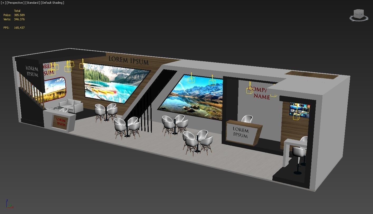 Booth Exhibition Stand Stall 16x4m Height 350 cm 1 Side Open 3D model_6