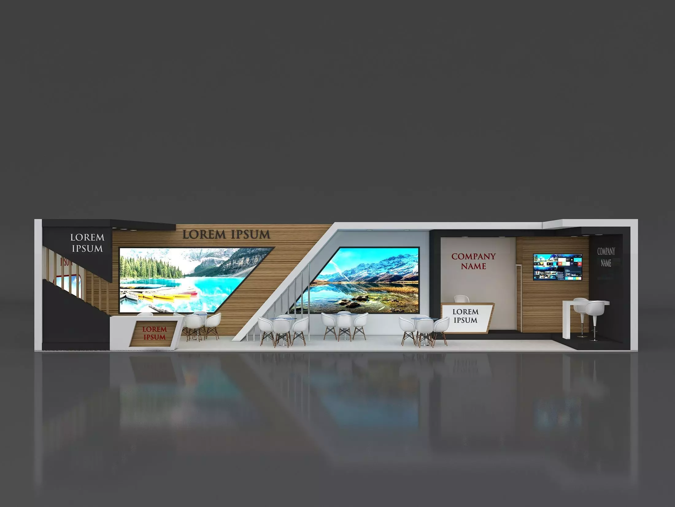 Booth Exhibition Stand Stall 16x4m Height 350 cm 1 Side Open 3D model_0