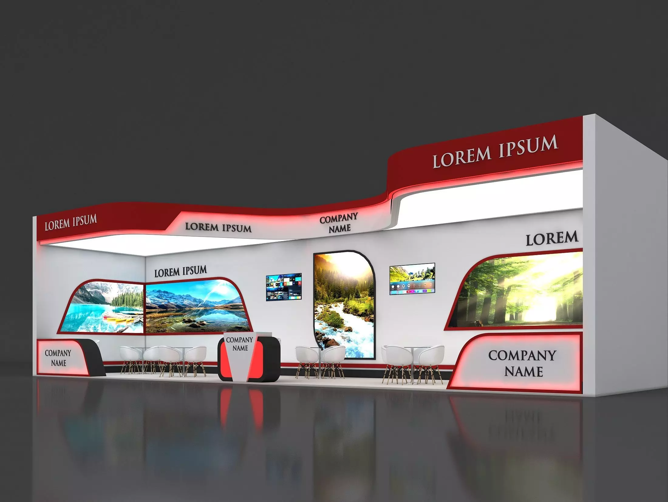 Booth Exhibition Stand Stall 16x4m Height 450 cm 1 Side Open 3D model