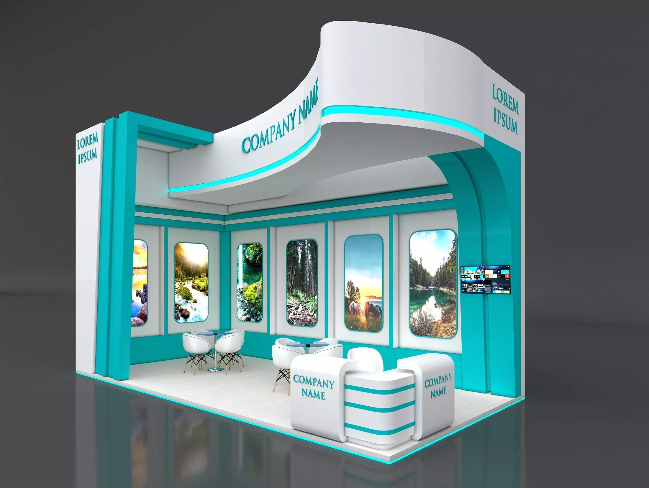3D Booth Exhibition Stand Stall 8x4m Height 500 cm 2Side Open 3D model