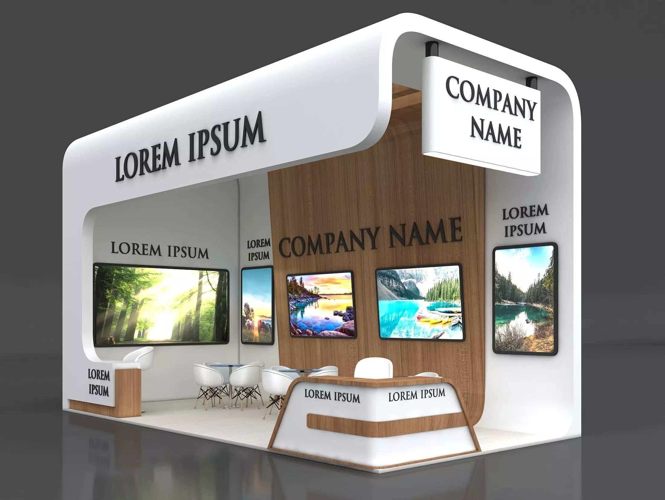 Booth Exhibition Stand Stall 8x4m Height 500 cm 2 Side Open 3D model