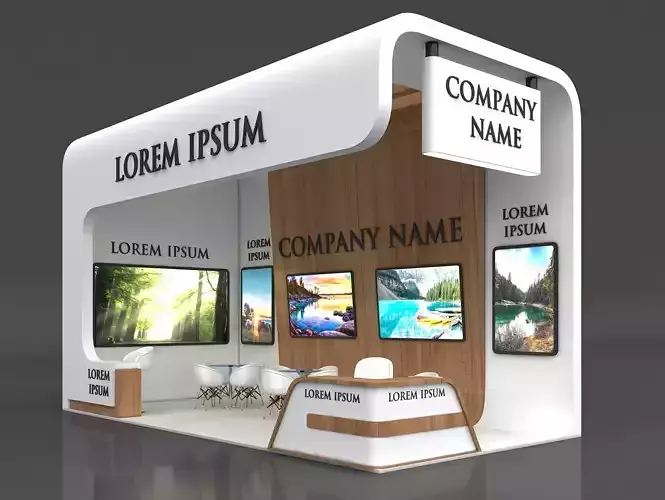 Booth Exhibition Stand Stall 8x4m Height 500 cm 2 Side Open