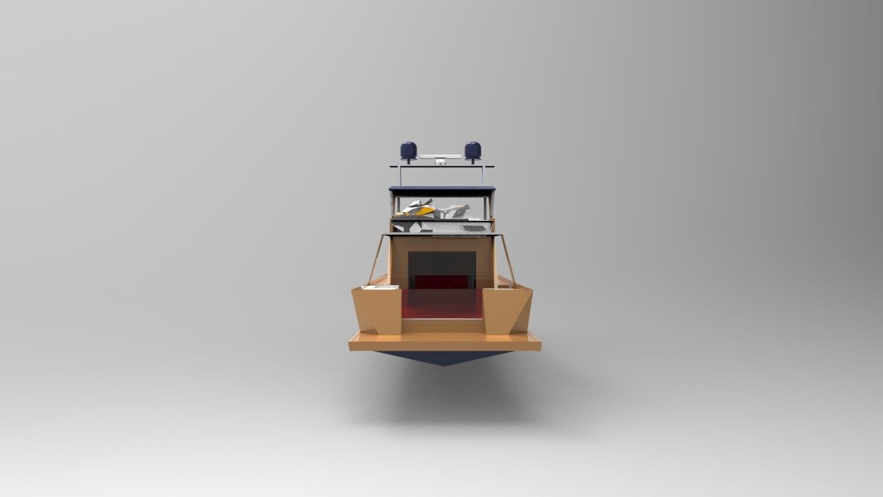 gold yacht 3D model_2