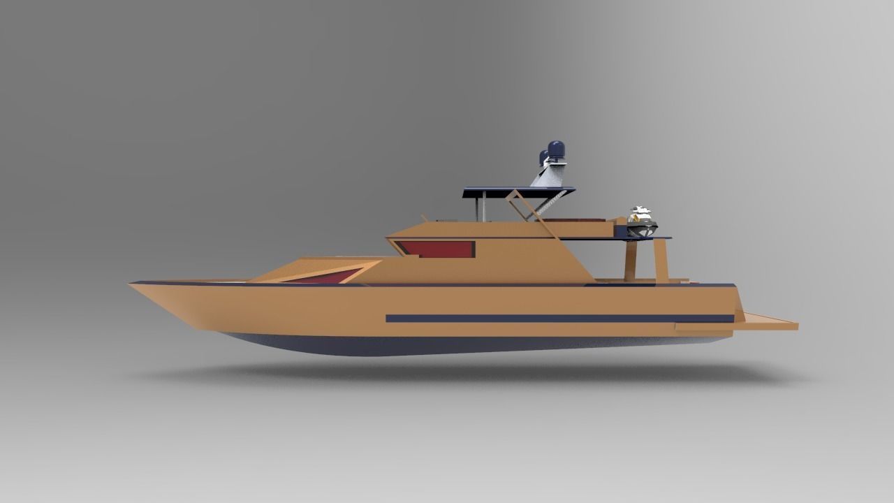 gold yacht 3D model_4