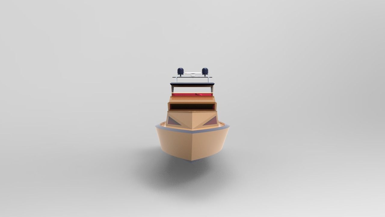 gold yacht 3D model_3