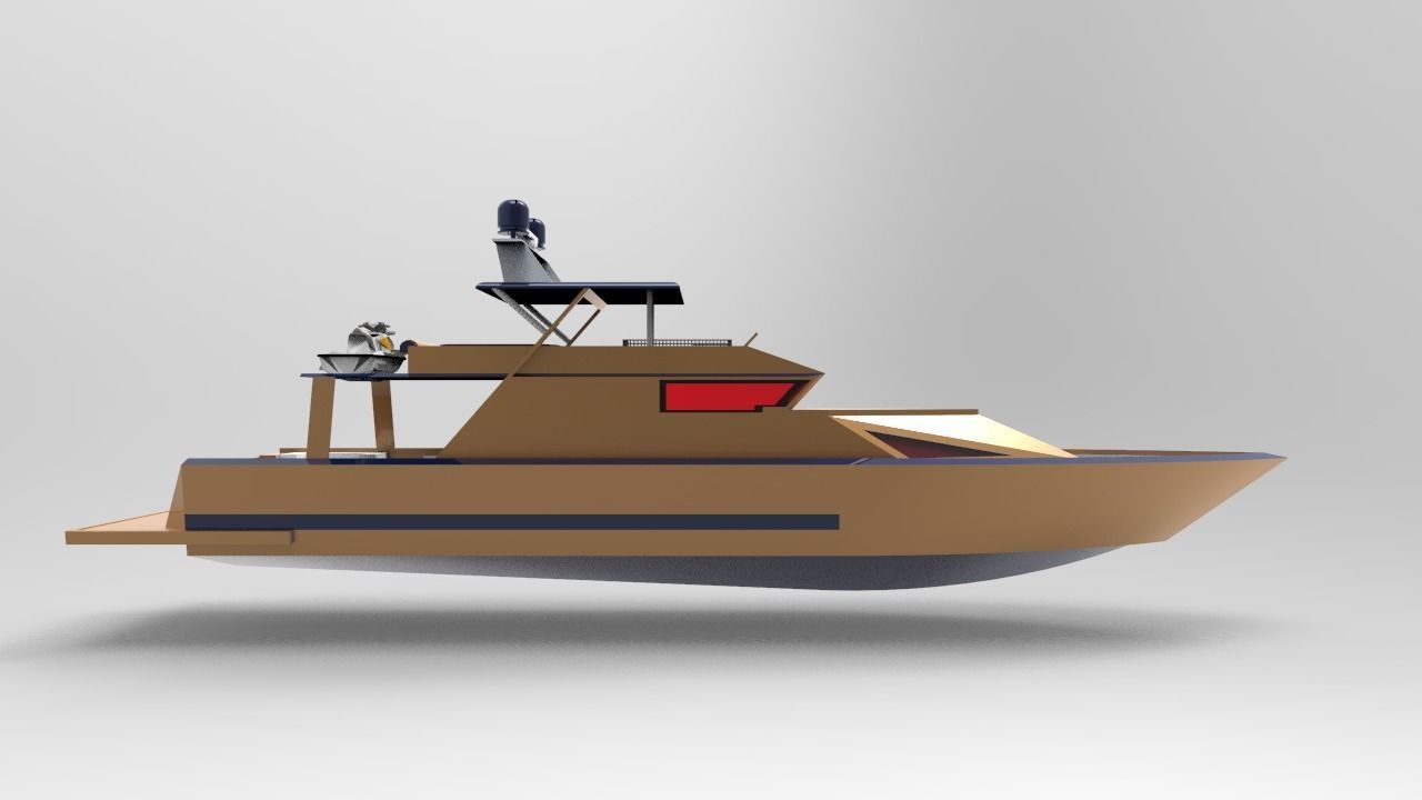 gold yacht 3D model_5