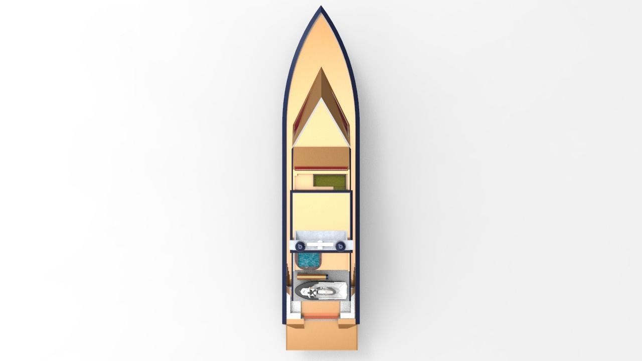 gold yacht 3D model_6