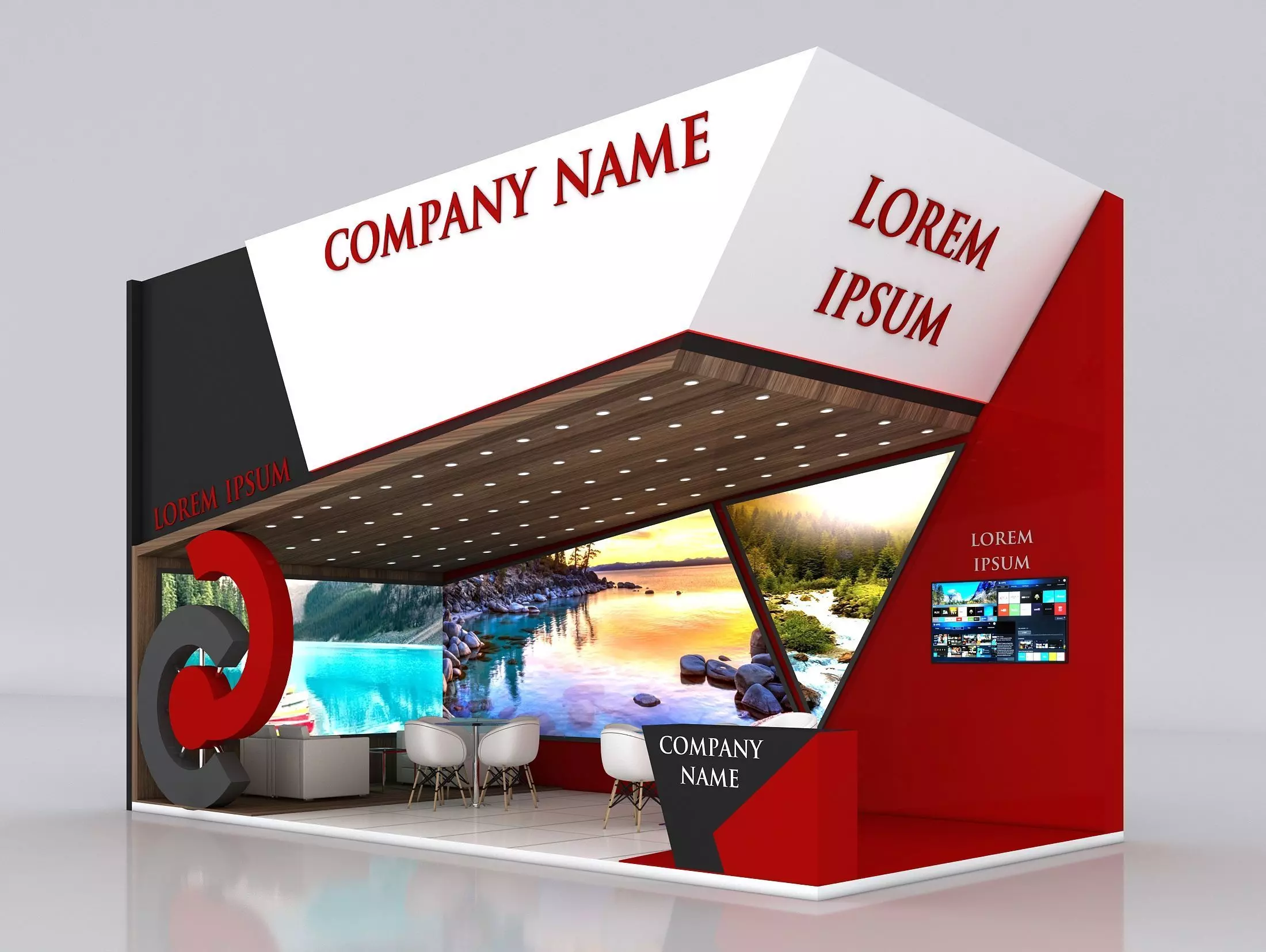 3D Booth Exhibition Stand Stall 8x4m Height 500 cm 2 Side Open 3D model