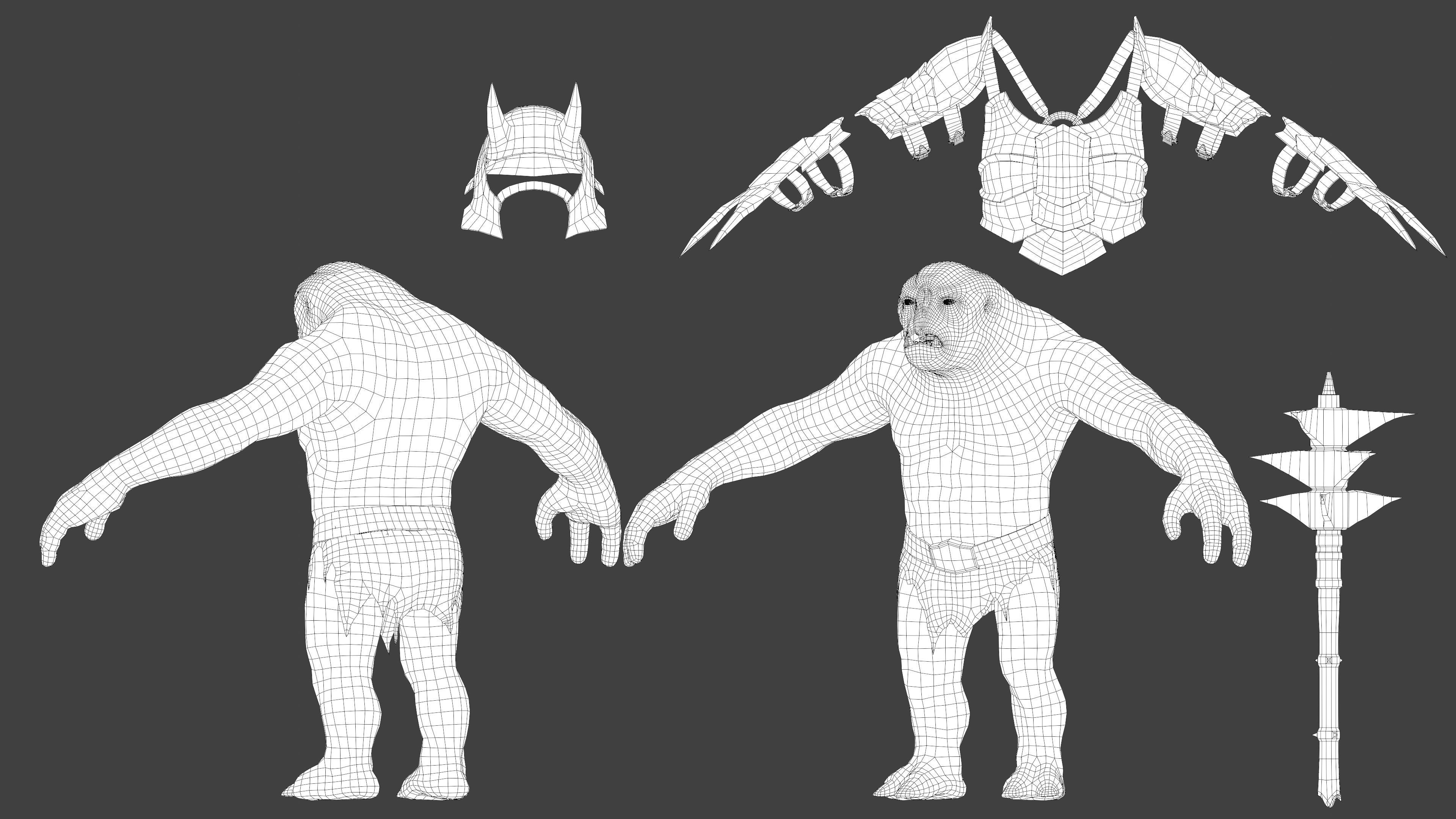 Attack Troll Game Character UE5 Low-poly 3D model_14