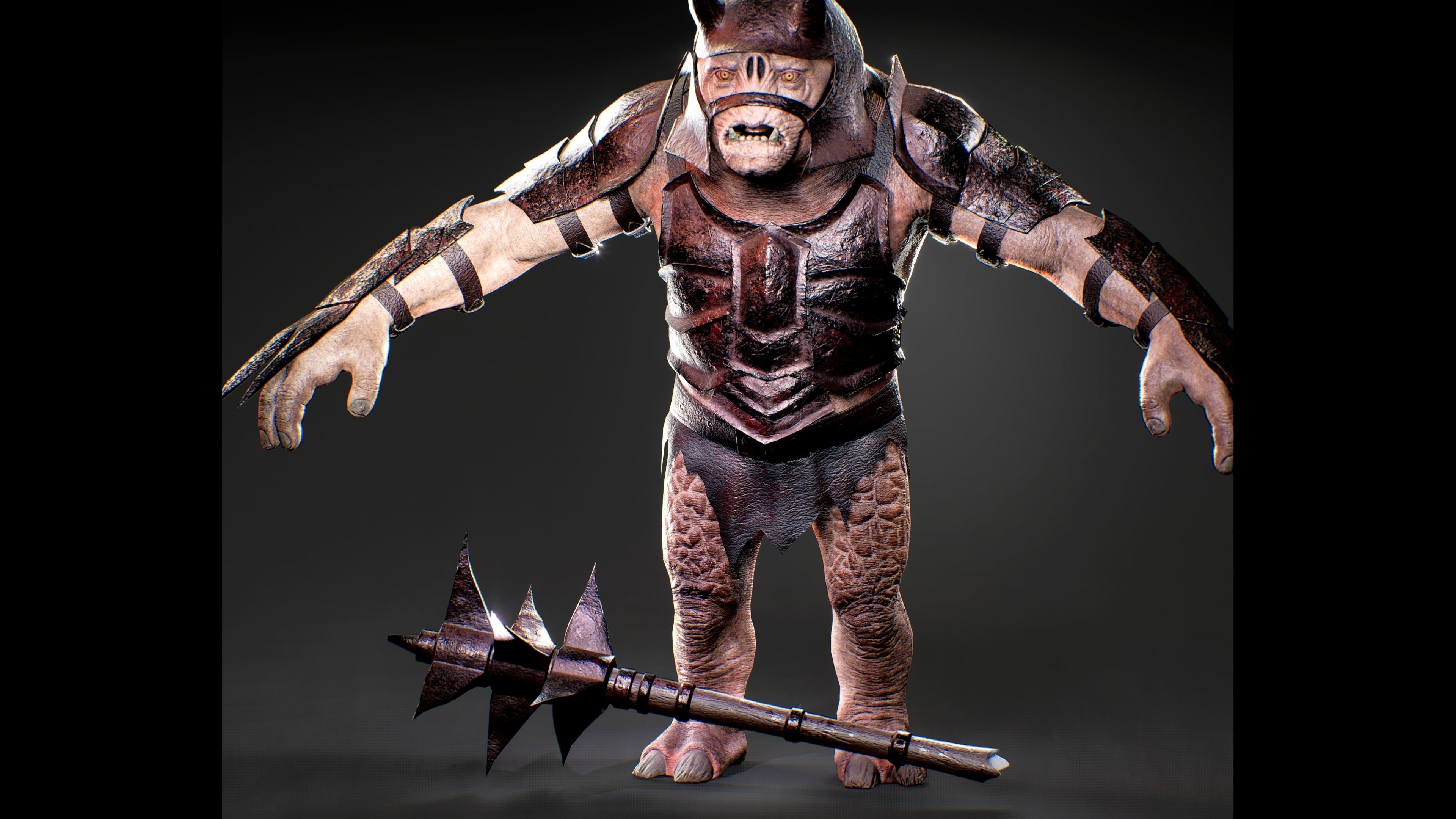 Attack Troll Game Character UE5 Low-poly 3D model_9