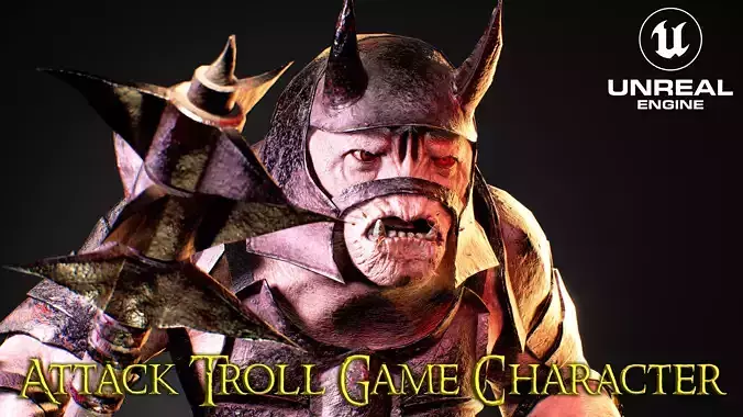 Attack Troll Game Character UE5 Low-poly 3D model