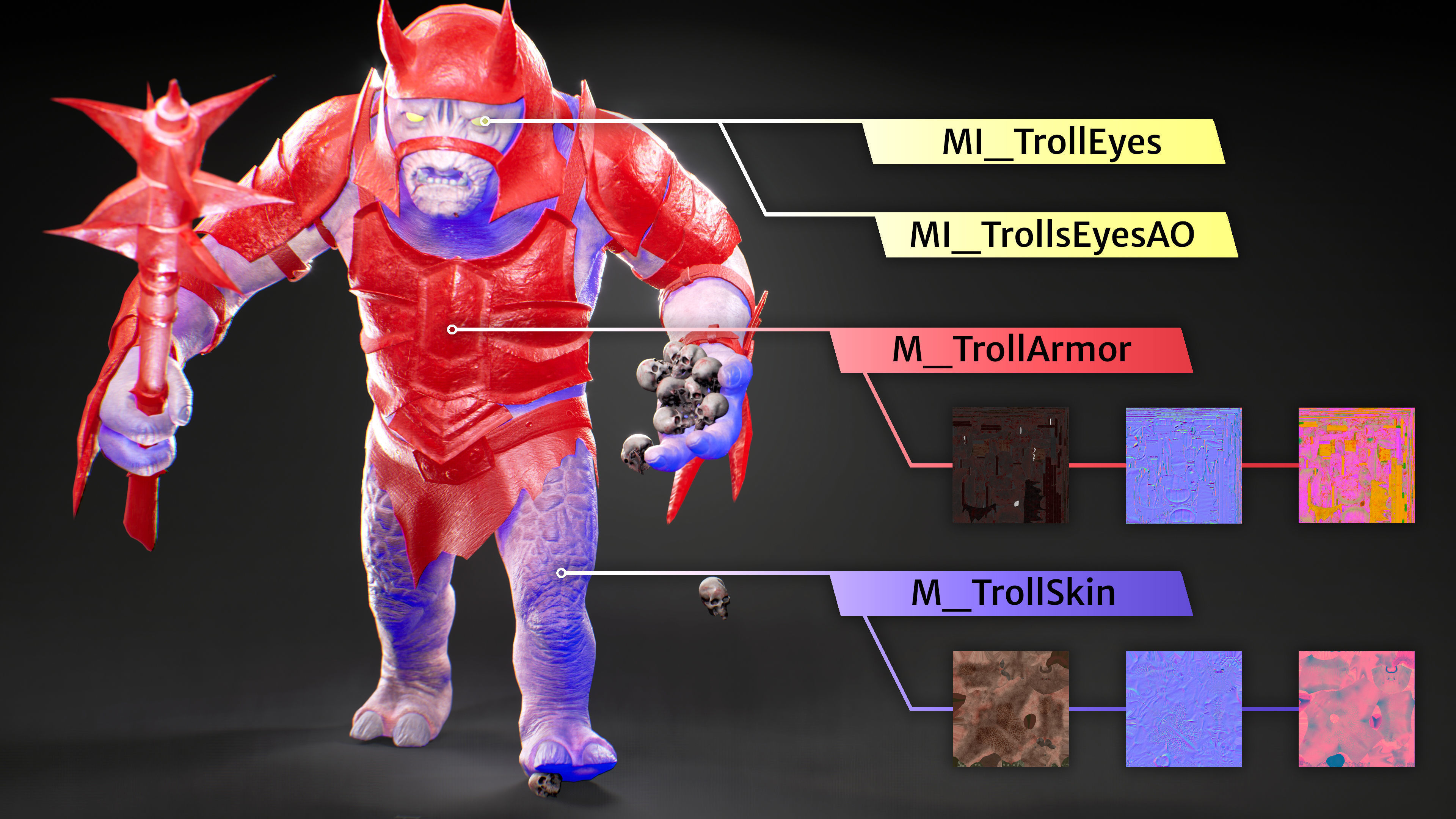 Attack Troll Game Character UE5 Low-poly 3D model_11