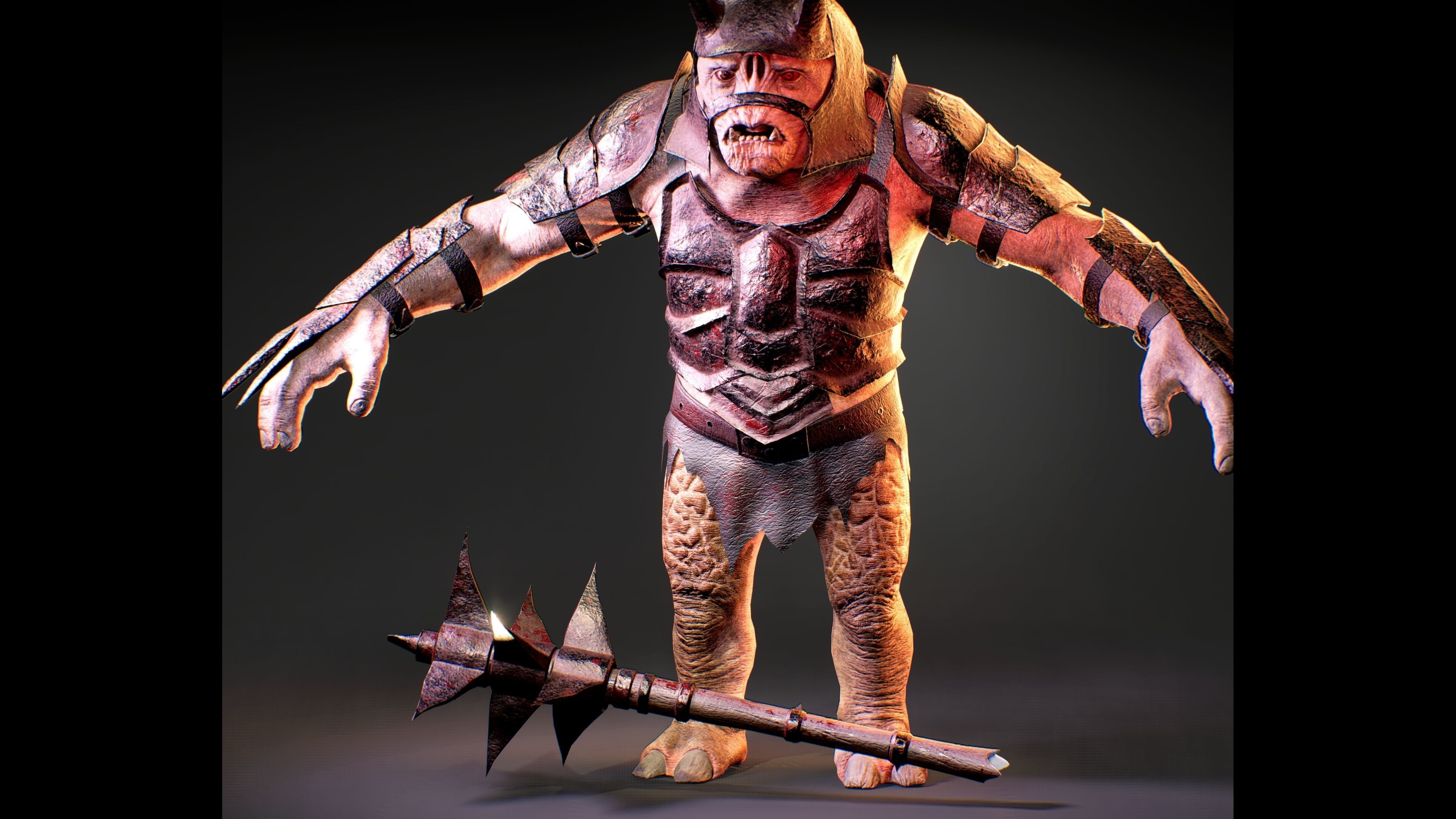 Attack Troll Game Character UE5 Low-poly 3D model_10