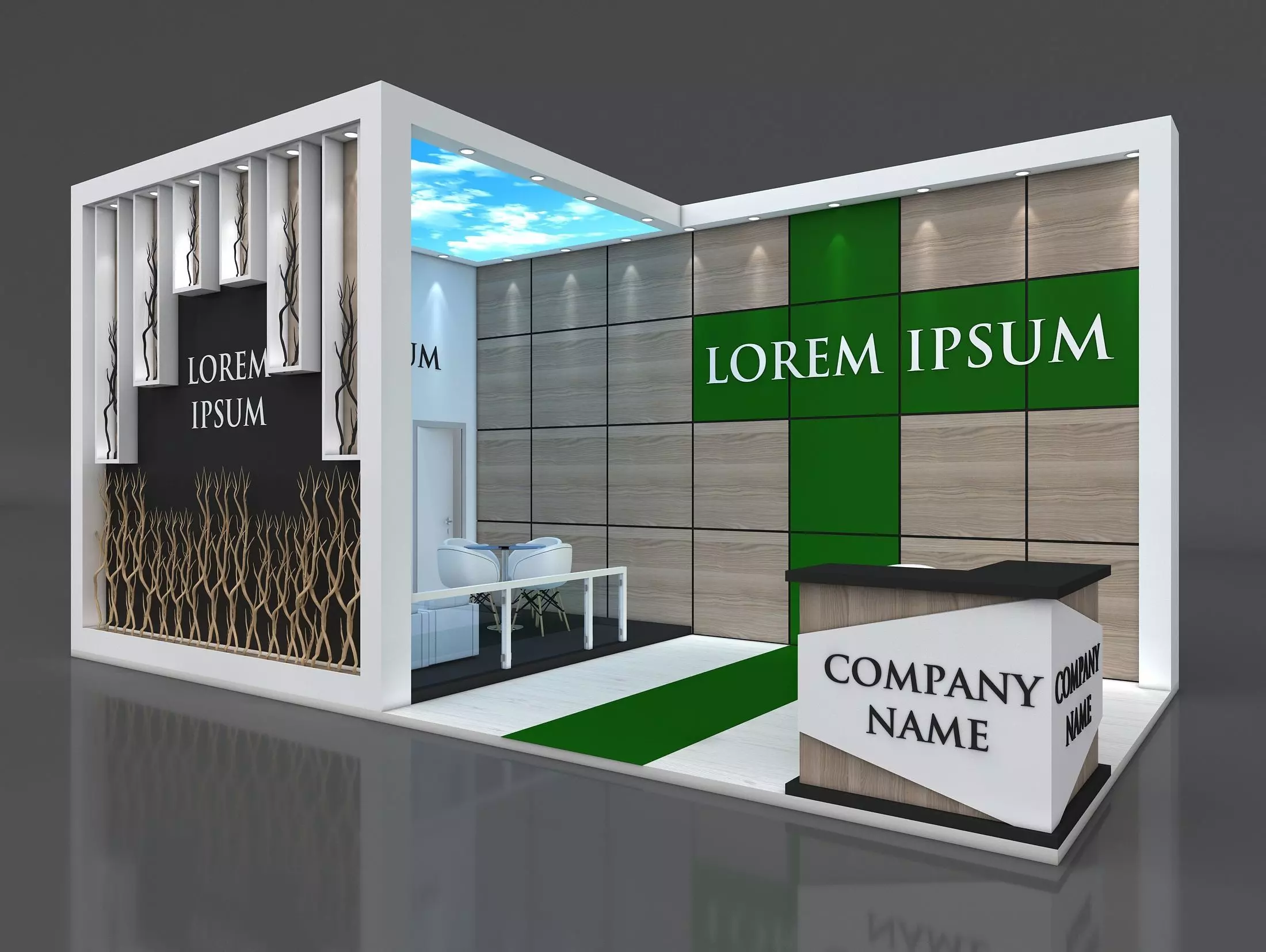3D Booth Exhibition Stand Stall 8x4m Height 410 cm 2 Side Open 3D model