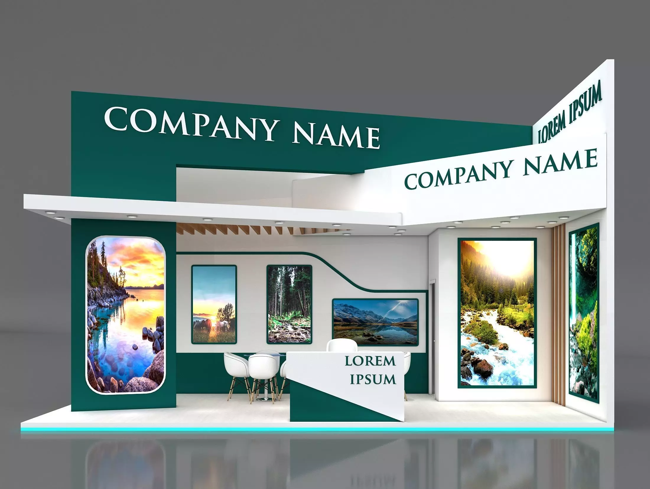 Booth Exhibition Stand Stall 8x4m Height 500 cm 2 Side Open 3D model
