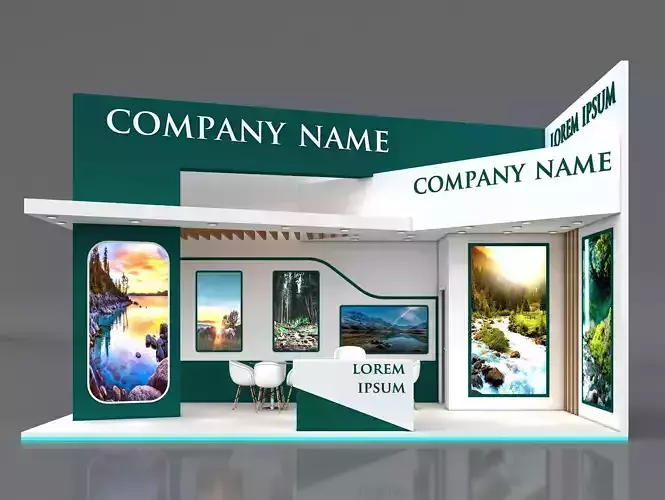 Booth Exhibition Stand Stall 8x4m Height 500 cm 2 Side Open