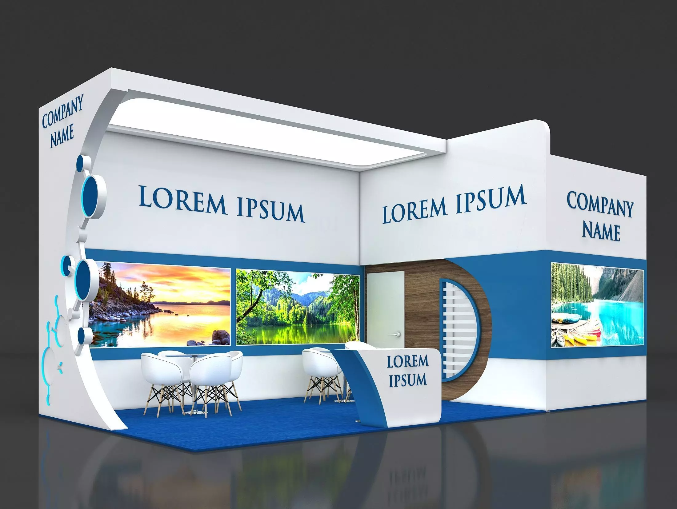 Booth Exhibition Stand Stall 8x4m Height 400 cm 2 Side Open 3D model
