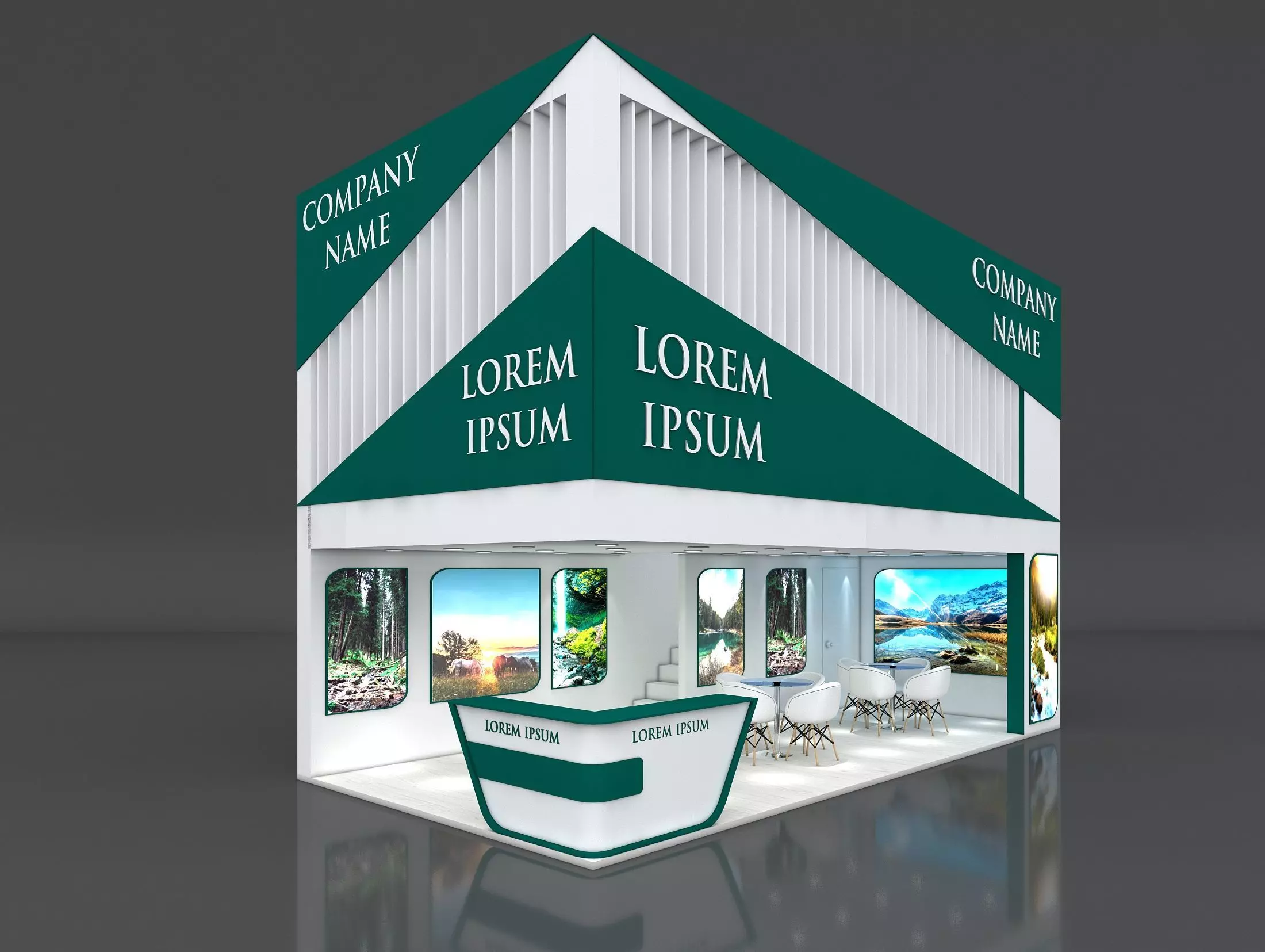 Booth Exhibition Stand Stall 8x4m Height 550 cm 2 Side Open 3D model
