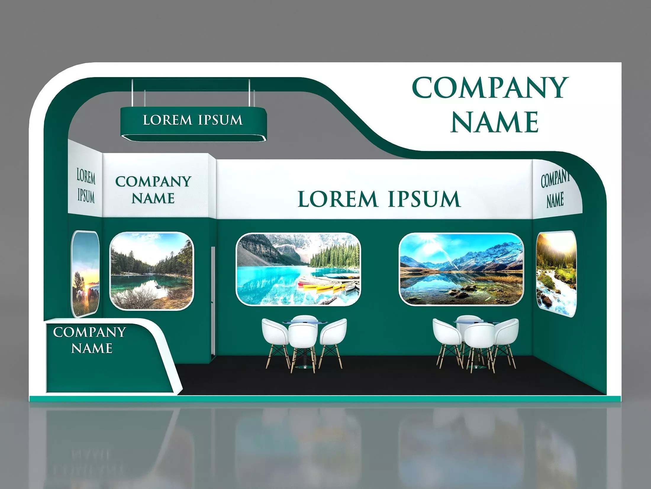 Booth Exhibition Stand Stall 8x4m Height 450 cm 1 Side Open 3D model