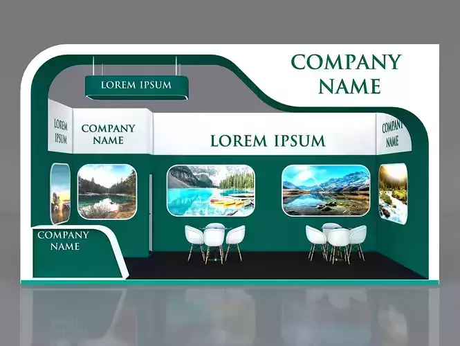 Booth Exhibition Stand Stall 8x4m Height 450 cm 1 Side Open