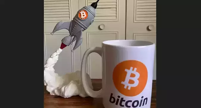 Bitcoin Rocket To The Moon 3D print model