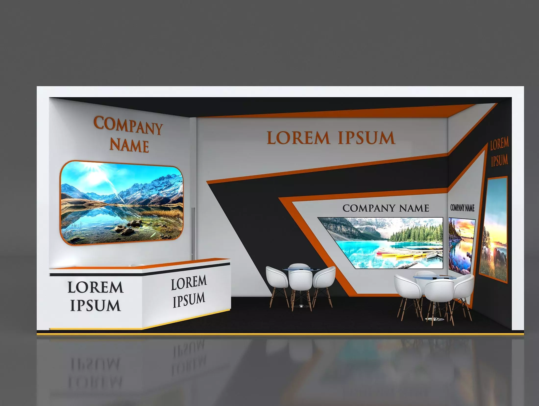 Booth Exhibition Stand Stall 8x4m Height 400 cm 1 Side Open 3D model