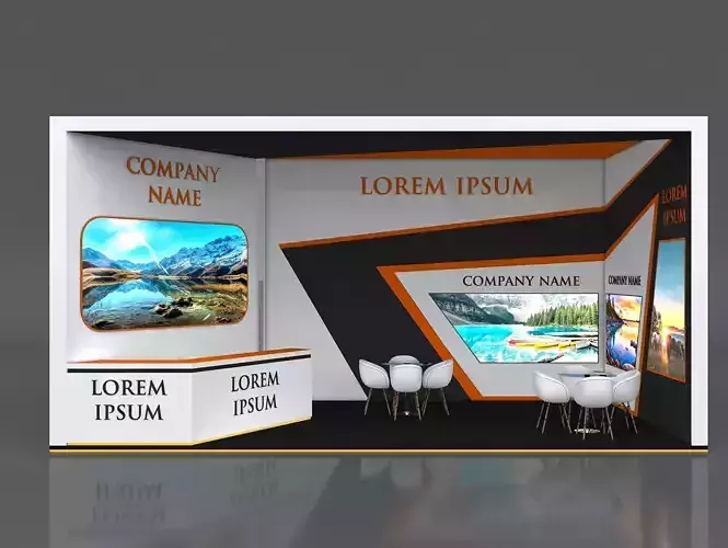 Booth Exhibition Stand Stall 8x4m Height 400 cm 1 Side Open