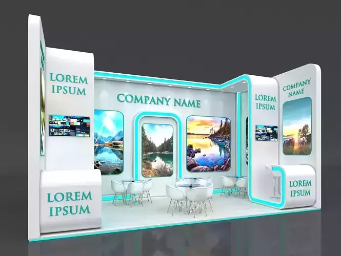 Booth Exhibition Stand Stall 8x4m Height 450 cm 1 Side Open