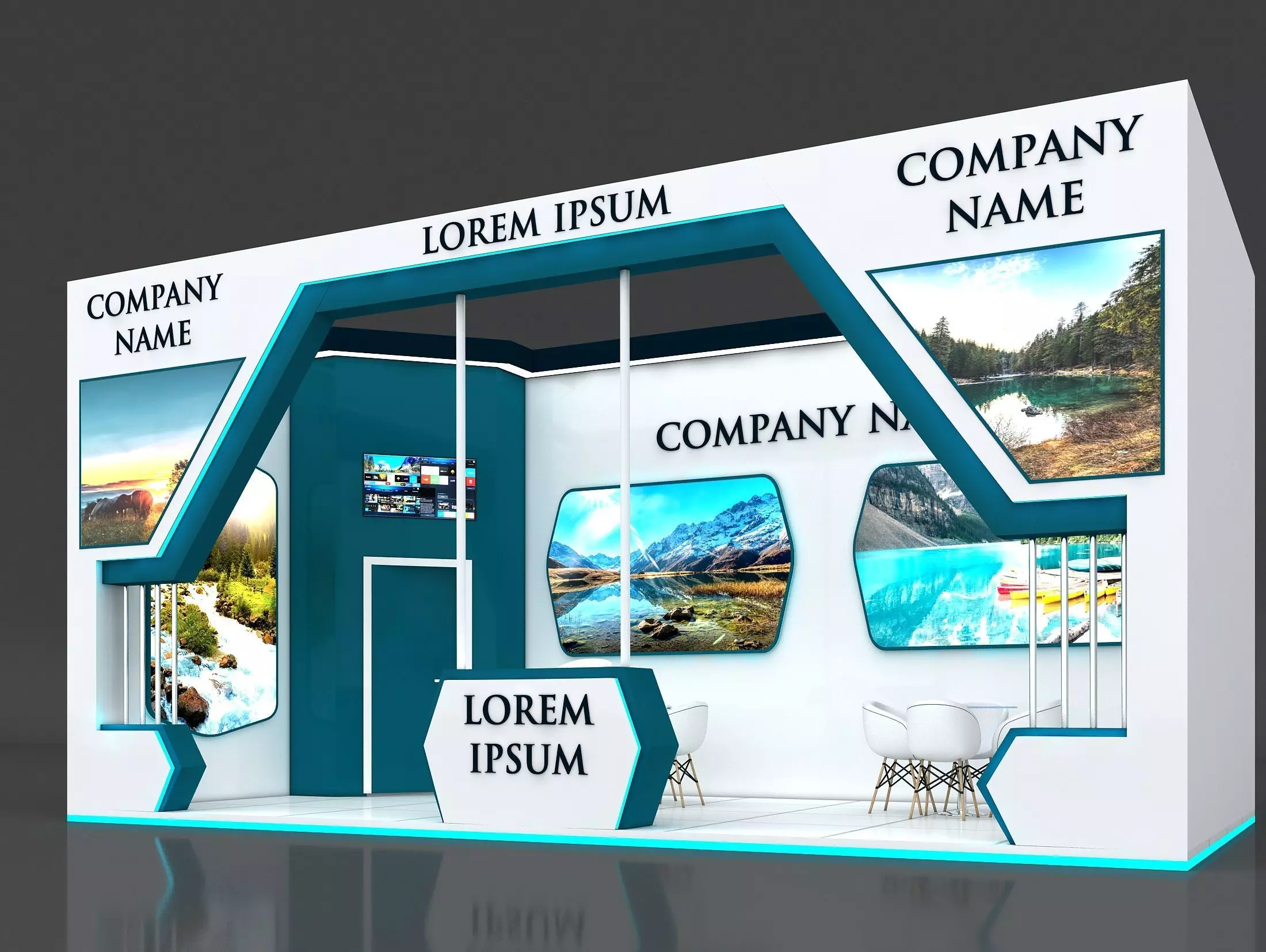 Booth Exhibition Stand Stall 8x4m Height 400 cm 1 Side Open 3D model