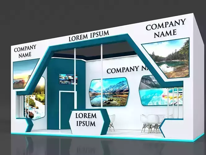 Booth Exhibition Stand Stall 8x4m Height 400 cm 1 Side Open