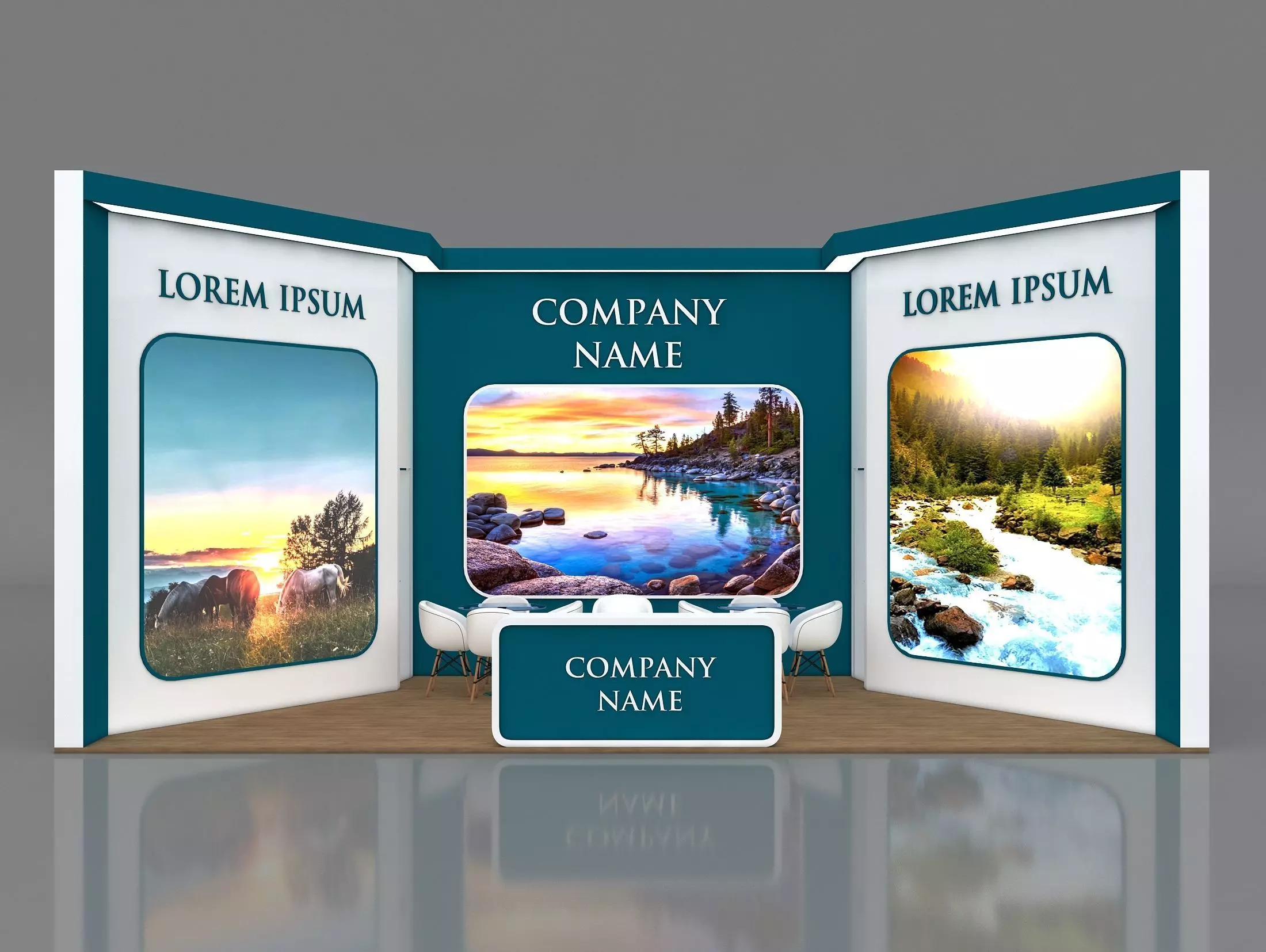 Booth Exhibition Stand Stall 8x4m Height 400 cm 1 Side Open 3D model