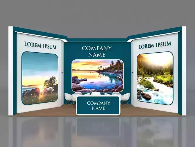 Booth Exhibition Stand Stall 8x4m Height 400 cm 1 Side Open