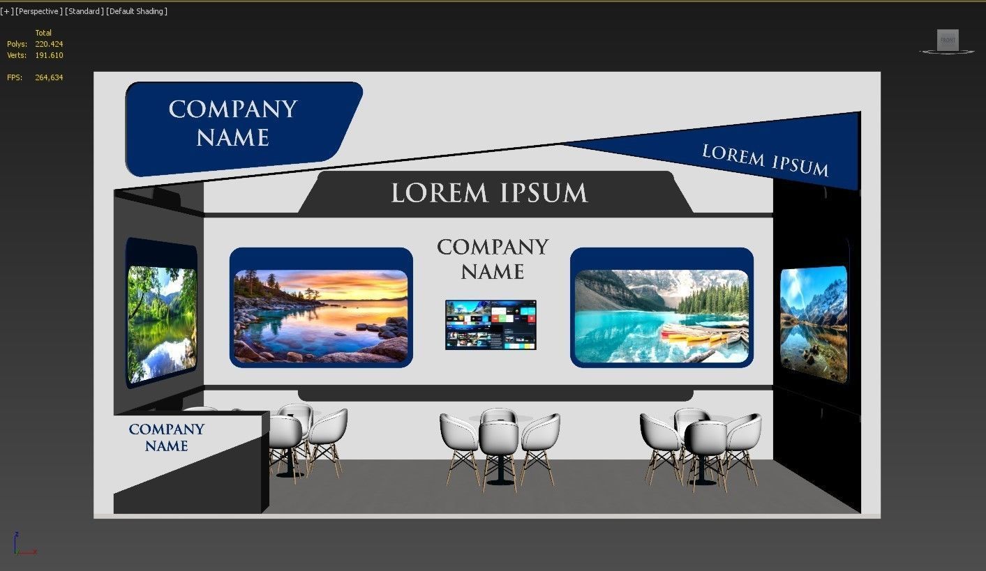 Booth Exhibition Stand Stall 8x4m Height 450 cm 1 Side Open 3D model_3