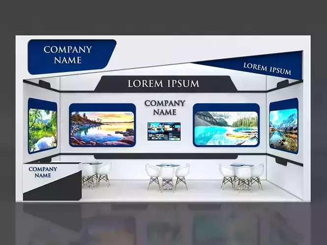 Booth Exhibition Stand Stall 8x4m Height 450 cm 1 Side Open